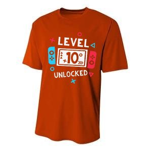 10th Birthday Level 10 Unlocked Video Game Party Performance Sprint T-Shirt