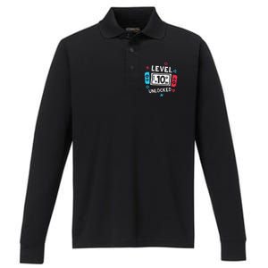 10th Birthday Level 10 Unlocked Video Game Party Performance Long Sleeve Polo