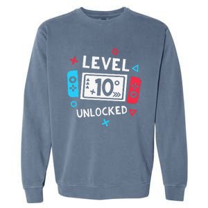 10th Birthday Level 10 Unlocked Video Game Party Garment-Dyed Sweatshirt