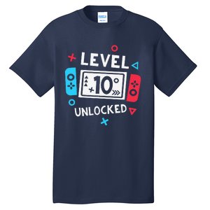 10th Birthday Level 10 Unlocked Video Game Party Tall T-Shirt