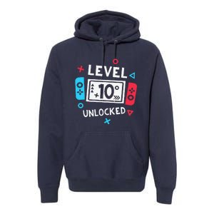 10th Birthday Level 10 Unlocked Video Game Party Premium Hoodie