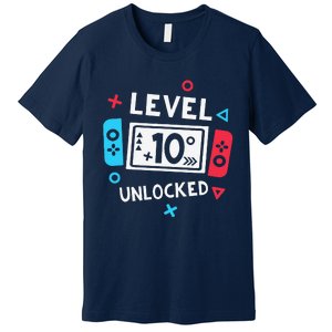 10th Birthday Level 10 Unlocked Video Game Party Premium T-Shirt