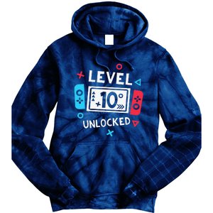 10th Birthday Level 10 Unlocked Video Game Party Tie Dye Hoodie