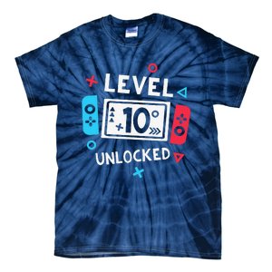 10th Birthday Level 10 Unlocked Video Game Party Tie-Dye T-Shirt