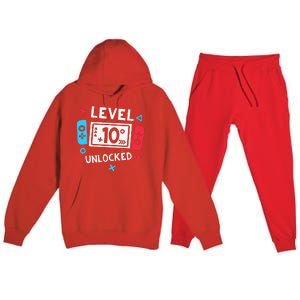 10th Birthday Level 10 Unlocked Video Game Party Premium Hooded Sweatsuit Set