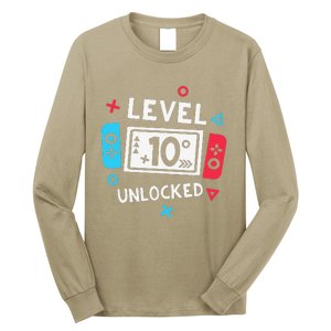 10th Birthday Level 10 Unlocked Video Game Party Long Sleeve Shirt