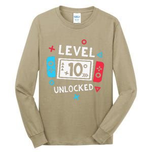 10th Birthday Level 10 Unlocked Video Game Party Tall Long Sleeve T-Shirt