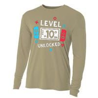 10th Birthday Level 10 Unlocked Video Game Party Cooling Performance Long Sleeve Crew