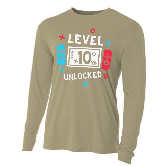 10th Birthday Level 10 Unlocked Video Game Party Cooling Performance Long Sleeve Crew