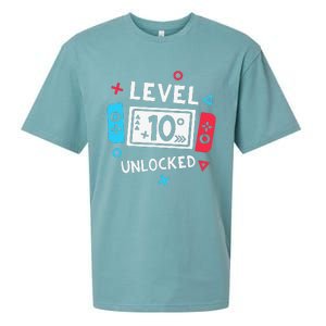 10th Birthday Level 10 Unlocked Video Game Party Sueded Cloud Jersey T-Shirt