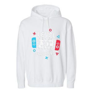 10th Birthday Level 10 Unlocked Video Game Party Garment-Dyed Fleece Hoodie