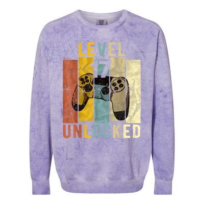 17th Birthday Level 17 Unlocked Video Gamer Colorblast Crewneck Sweatshirt