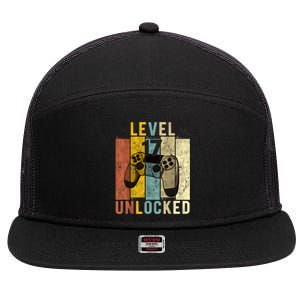 17th Birthday Level 17 Unlocked Video Gamer 7 Panel Mesh Trucker Snapback Hat