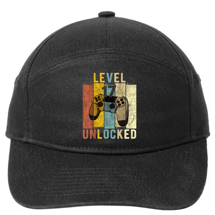 17th Birthday Level 17 Unlocked Video Gamer 7-Panel Snapback Hat