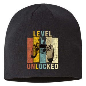 17th Birthday Level 17 Unlocked Video Gamer Sustainable Beanie