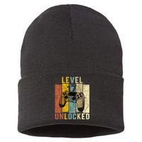 17th Birthday Level 17 Unlocked Video Gamer Sustainable Knit Beanie