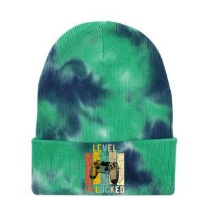 17th Birthday Level 17 Unlocked Video Gamer Tie Dye 12in Knit Beanie