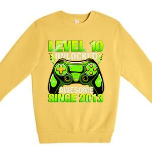 10th Birthday Level 10 Unlocked Awesome 2013 Gamer Gift Premium Crewneck Sweatshirt