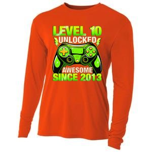 10th Birthday Level 10 Unlocked Awesome 2013 Gamer Gift Cooling Performance Long Sleeve Crew