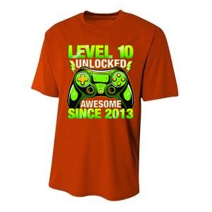 10th Birthday Level 10 Unlocked Awesome 2013 Gamer Gift Performance Sprint T-Shirt