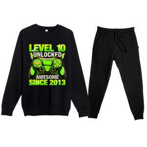 10th Birthday Level 10 Unlocked Awesome 2013 Gamer Gift Premium Crewneck Sweatsuit Set