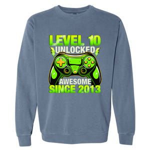 10th Birthday Level 10 Unlocked Awesome 2013 Gamer Gift Garment-Dyed Sweatshirt