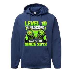 10th Birthday Level 10 Unlocked Awesome 2013 Gamer Gift Performance Fleece Hoodie