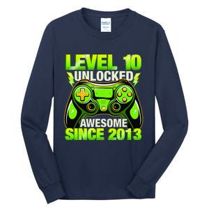 10th Birthday Level 10 Unlocked Awesome 2013 Gamer Gift Tall Long Sleeve T-Shirt