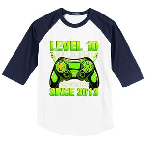 10th Birthday Level 10 Unlocked Awesome 2013 Gamer Gift Baseball Sleeve Shirt