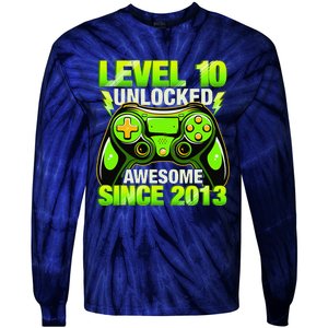 10th Birthday Level 10 Unlocked Awesome 2013 Gamer Gift Tie-Dye Long Sleeve Shirt