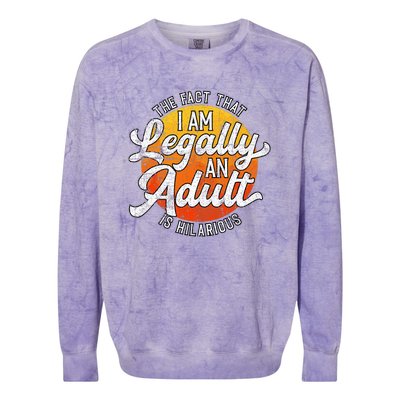 18th Birthday Legally Adult Funny Birthday Colorblast Crewneck Sweatshirt