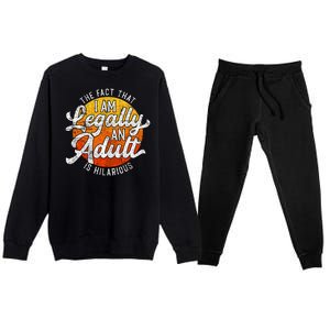 18th Birthday Legally Adult Funny Birthday Premium Crewneck Sweatsuit Set