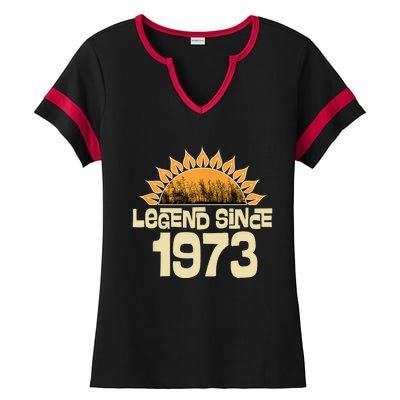 1973 Birthday Legend Since Retro Vintage Ladies Halftime Notch Neck Tee