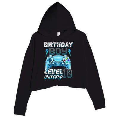 10Th Birthday  Level 10 Unlocked Awesome Since 2012 Gamer Crop Fleece Hoodie