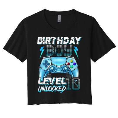 10Th Birthday  Level 10 Unlocked Awesome Since 2012 Gamer Women's Crop Top Tee