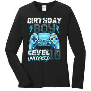 10Th Birthday  Level 10 Unlocked Awesome Since 2012 Gamer Ladies Long Sleeve Shirt