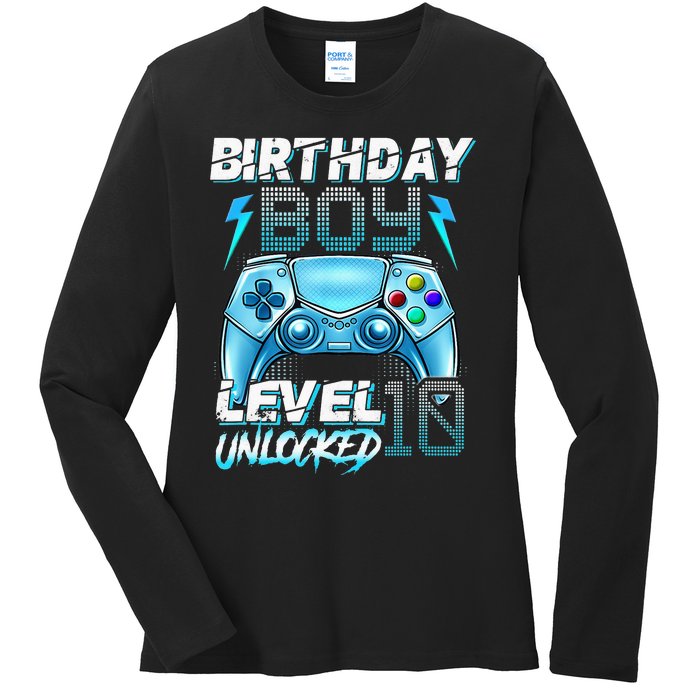 10Th Birthday  Level 10 Unlocked Awesome Since 2012 Gamer Ladies Long Sleeve Shirt