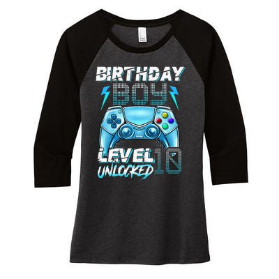 10Th Birthday  Level 10 Unlocked Awesome Since 2012 Gamer Women's Tri-Blend 3/4-Sleeve Raglan Shirt