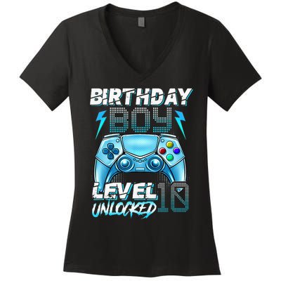 10Th Birthday  Level 10 Unlocked Awesome Since 2012 Gamer Women's V-Neck T-Shirt