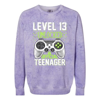 13th Birthday Level 13 Unlocked Funny Teenager Game Colorblast Crewneck Sweatshirt