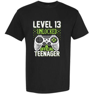 13th Birthday Level 13 Unlocked Funny Teenager Game Garment-Dyed Heavyweight T-Shirt