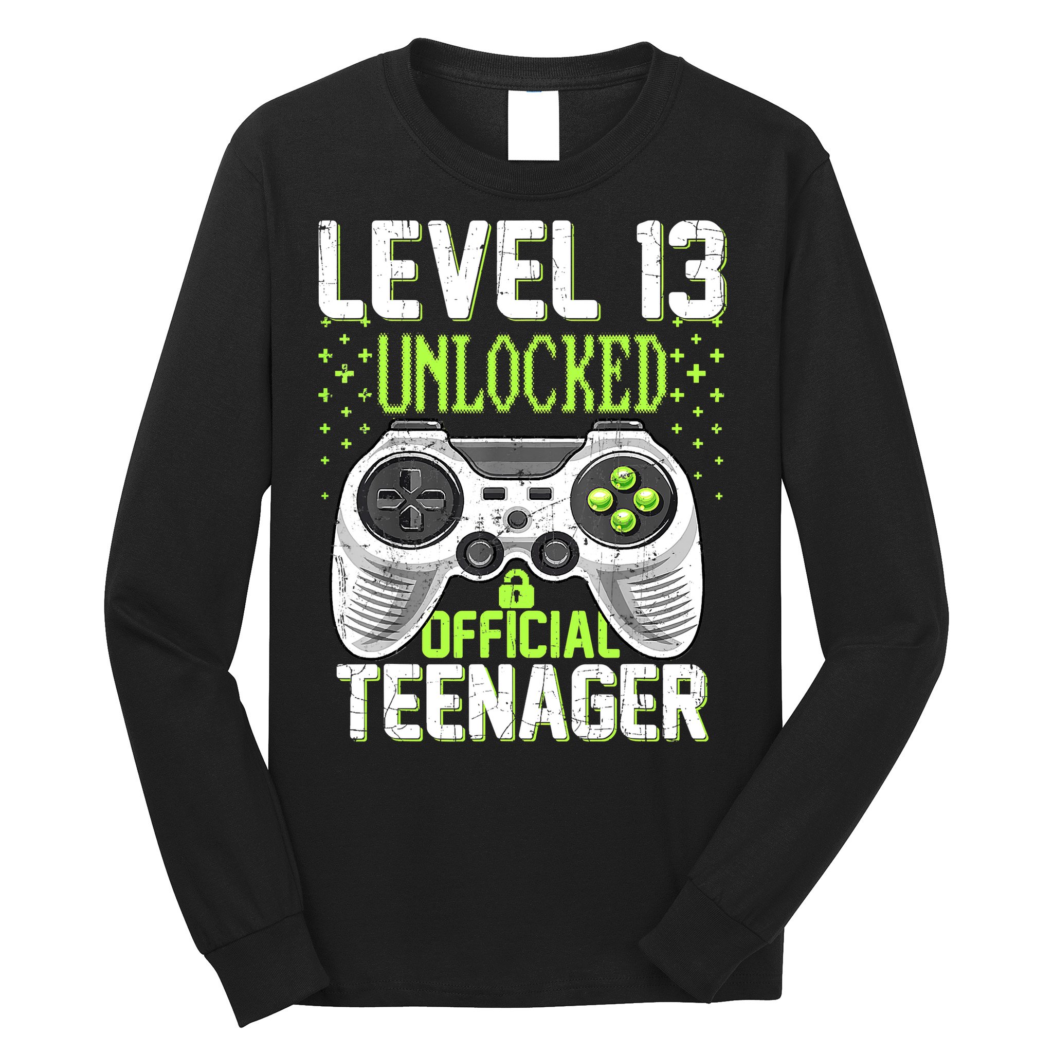 13th Birthday Level 13 Unlocked Funny Teenager Game Long Sleeve Shirt