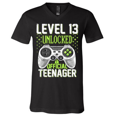 13th Birthday Level 13 Unlocked Funny Teenager Game V-Neck T-Shirt