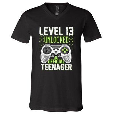 13th Birthday Level 13 Unlocked Funny Teenager Game V-Neck T-Shirt