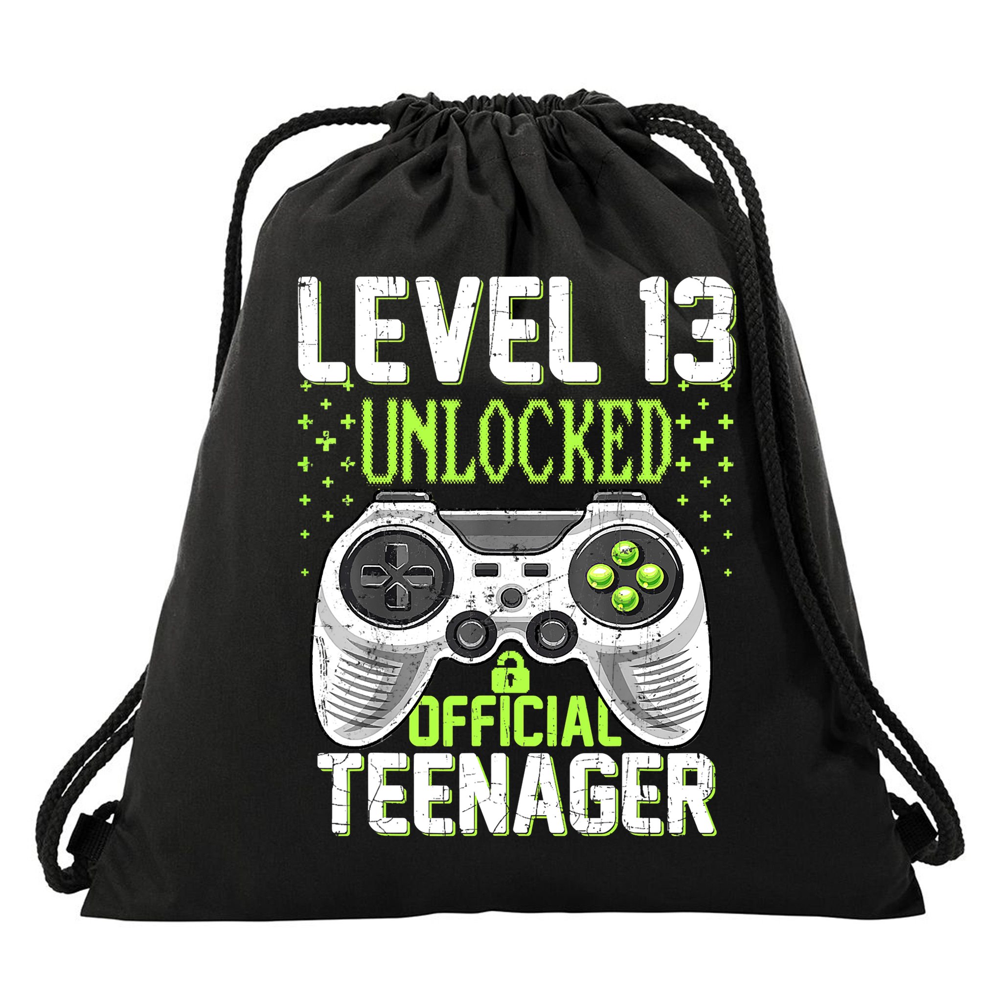 13th Birthday Level 13 Unlocked Funny Teenager Game Drawstring Bag