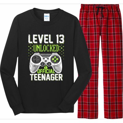 13th Birthday Level 13 Unlocked Funny Teenager Game Long Sleeve Pajama Set