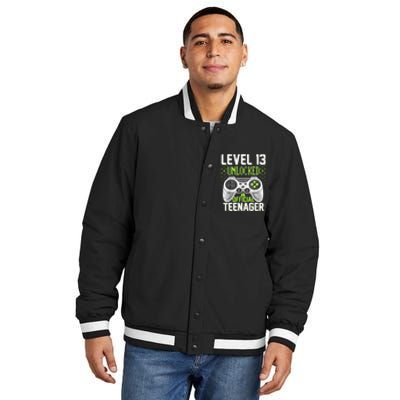 13th Birthday Level 13 Unlocked Funny Teenager Game Insulated Varsity Jacket