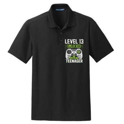 13th Birthday Level 13 Unlocked Funny Teenager Game Dry Zone Grid Polo