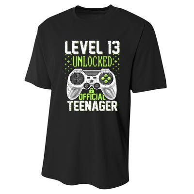 13th Birthday Level 13 Unlocked Funny Teenager Game Performance Sprint T-Shirt