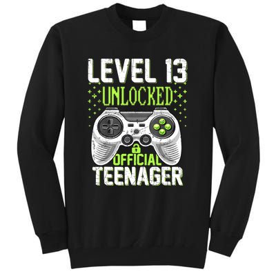 13th Birthday Level 13 Unlocked Funny Teenager Game Tall Sweatshirt